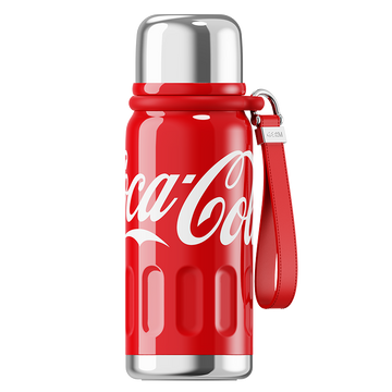 Coca-Cola-Termo Clásico Oficial Original de Acero Inoxidable 316 Grado alimenticio  Fría/caliente hermética Tapa dual Filtro incorporado Portátil/Asa/correa/Boca Ancha antideslizante 580ml Blanco/Rojo