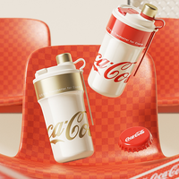 Coca-Cola-Termo Clásico Oficial Original de Acero Inoxidable 316 Grado alimenticio Fría/caliente Portátil  hermética Boca Ancha/Pajita retráctil/antideslizante 650ml Negro/Blanco(192)