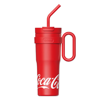 Coca-Cola-Termo Clásico Oficial Original de Acero Inoxidable 316 Grado alimenticio Fría/caliente hermética Portátil Asa/Pajita/Boca Ancha antideslizante 750 Blanco/Rojo（165）