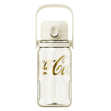 Coca-Cola Oficial Original-Vaso Tritan-Plástico Alimenticio Resistente a impactos resistente a químicos portátil Asa/pajita Apertura y cierre con un solo dedo hermético antideslizante 1250ml Negro/Blanco
