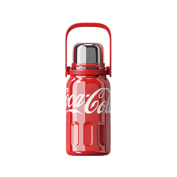 Coca-Cola-Termo Clásico Oficial Original de Acero Inoxidable 316 Grado alimenticio  Fría/caliente hermética Tapa dual Filtro incorporado Portátil/Asa/correa/Boca Ancha antideslizante 580ml Blanco/Rojo