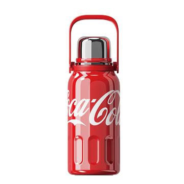Coca-Cola-Termo Clásico Oficial Original de Acero Inoxidable 316 Grado alimenticio Fría/caliente hermética Tapa dual Filtro incorporado Portátil/Asa/correa/Boca Ancha antideslizante 1200ml Blanco/Rojo